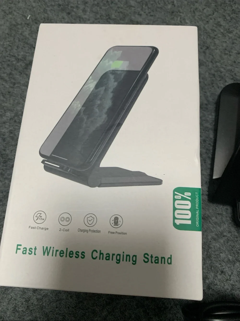 15W Dual-coil foldable wireless Fast Wireless Charging Stand - Black